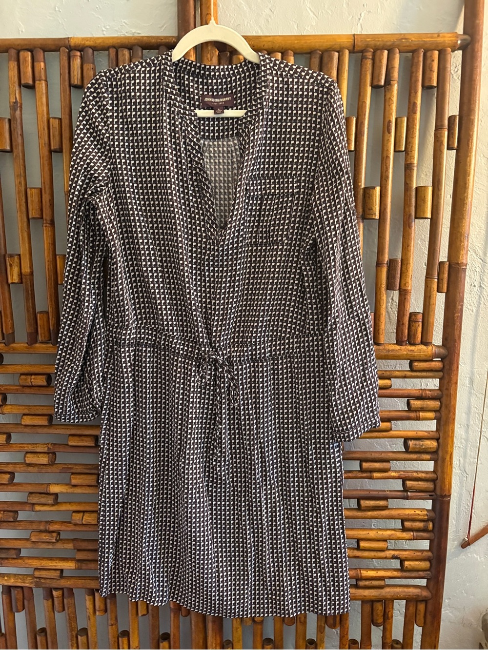 JOHNSTON & MURPHY GEO PRINT LONG SLEEVE DRESS business casual SZ S